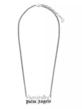 Palm Angels колье с логотипом, серебряный
