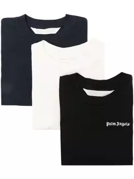 Palm Angels комплект Classic из трех футболок с вышитым логотипом, черный