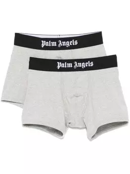 Palm Angels комплект из двух трусов-брифов с логотипом, серый