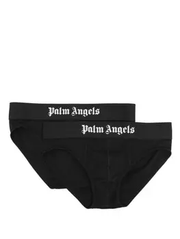 Palm Angels комплект из двух трусов-брифов с логотипом, черный