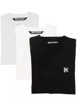 Palm Angels комплект из трех футболок с монограммой PA, белый