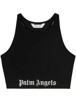Palm Angels компрессионный топ с логотипом, черный