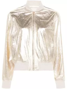 Palm Angels кожаный бомбер, золотистый
