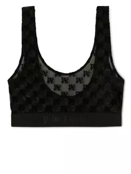 Palm Angels кружевной бюстгальтер с монограммой, черный
