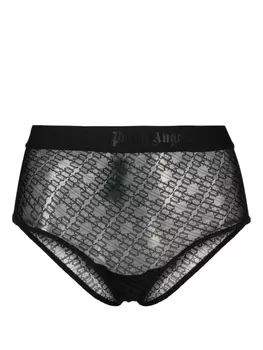 Palm Angels кружевные трусы-брифы с логотипом, черный