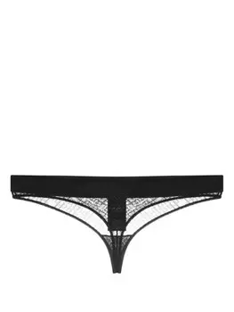 Palm Angels кружевные трусы-стринги с логотипом, черный