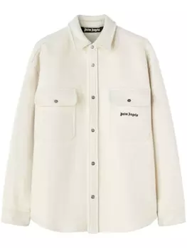 Palm Angels куртка-рубашка с вышитым логотипом, белый