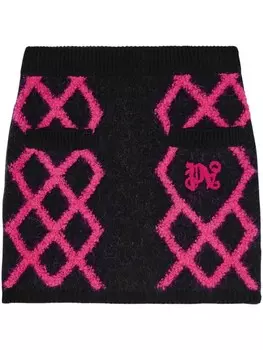 Palm Angels мини-юбка с узором «аргайл», синий