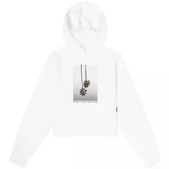 Palm Angels Mirage Fitted Hoodie With Palm Print, white
