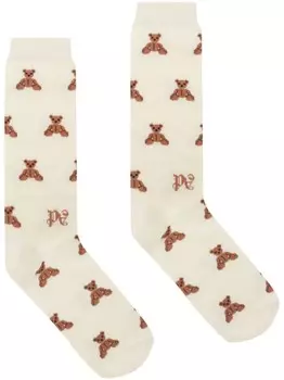 Palm Angels носки Bear Monogram, нейтральный цвет