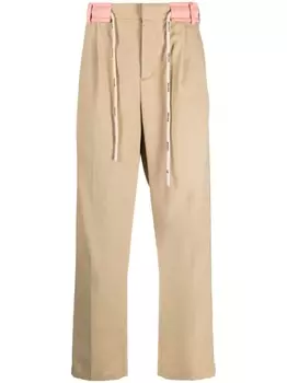 Palm Angels прямые брюки с кулиской, нейтральный цвет