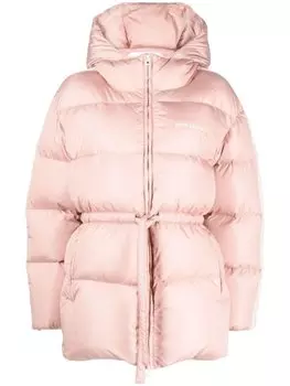 Palm Angels пуховик с капюшоном и кулиской, розовый