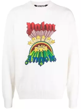 Palm Angels rainbow logo-print jumper, нейтральный цвет
