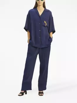 Palm Angels рубашка с вышивкой, синий