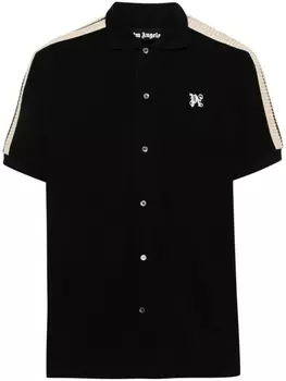 Palm Angels рубашка в технике кроше, черный