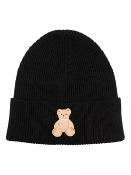 Palm Angels шапка бини с нашивкой Teddy Bear, черный