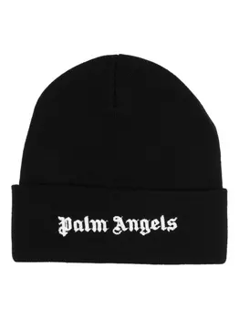 Palm Angels шапка бини с вышитым логотипом, черный