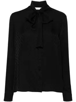 Palm Angels шелковая блузка с монограммой, черный