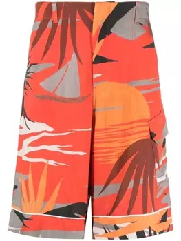 Palm Angels шорты карго Hawaii с графичным принтом, красный