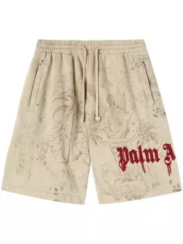 Palm Angels шорты с графичным принтом, нейтральный цвет