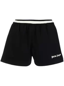 Palm Angels шорты с контрастными полосками и логотипом, черный