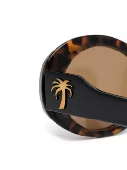 Palm Angels солнцезащитные очки в круглой оправе черепаховой расцветки, коричневый