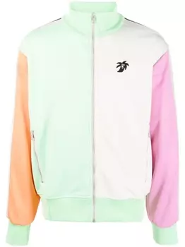 Palm Angels спортивная куртка в стиле колор-блок с логотипом, зеленый