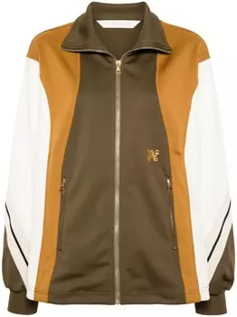 Palm Angels спортивная куртка в стиле колор-блок с монограммой, коричневый