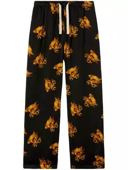 Palm Angels спортивные брюки Burning с вышитой монограммой, черный