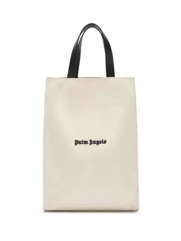 Palm Angels сумка-тоут с вышитым логотипом, нейтральный цвет