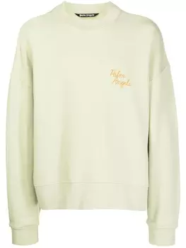 Palm Angels толстовка с вышитым логотипом, зеленый