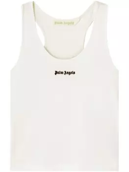 Palm Angels топ в рубчик с вышитым логотипом, белый