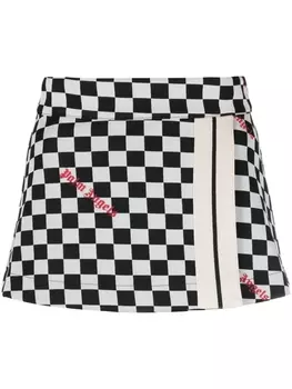 Palm Angels юбка мини Damier в полоску с логотипом, черный