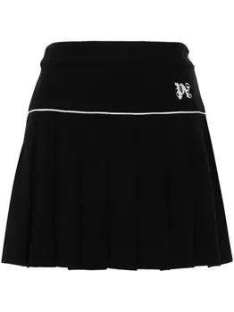 Palm Angels юбка со складками и монограммой, черный