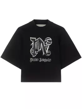 Palm Angels укороченная футболка Hyper с монограммой, черный