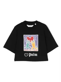Palm Angels укороченная футболка из коллаборации с Keith Haring, черный