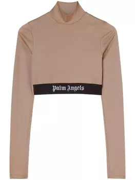 Palm Angels укороченная футболка с логотипом, коричневый