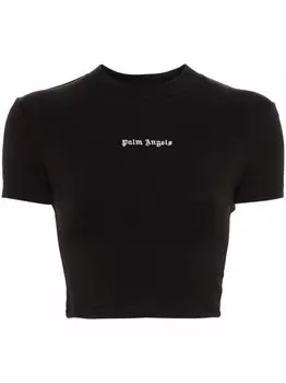 Palm Angels укороченная футболка с монограммой, черный