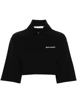Palm Angels укороченная рубашка поло с логотипом, черный