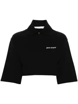 Palm Angels укороченная рубашка поло с логотипом, черный