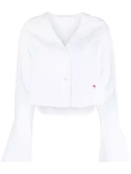 Palm Angels укороченная рубашка с длинными рукавами, белый