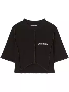 Palm Angels укороченный топ с логотипом, черный