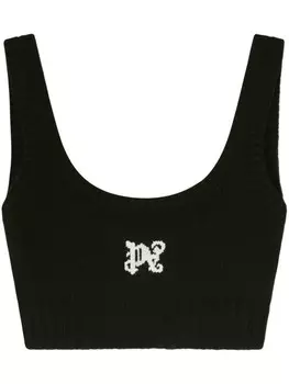 Palm Angels укороченный топ с логотипом, черный