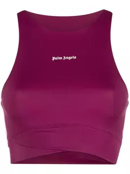 Palm Angels укороченный топ с логотипом, фиолетовый
