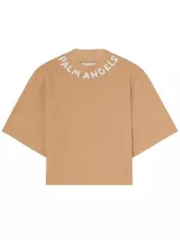Palm Angels укороченный топ с логотипом, нейтральный цвет