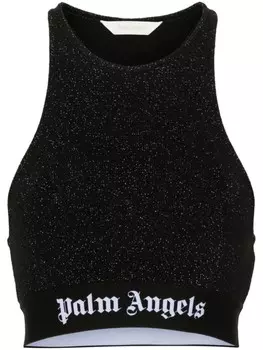 Palm Angels укороченный топ с люрексом, черный