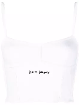 Palm Angels укороченный топ с вышитым логотипом, белый