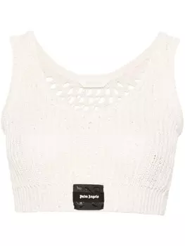 Palm Angels укороченный трикотажный топ, украшенный пайетками, нейтральный цвет