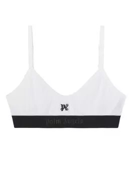 Palm Angels жаккардовый бюстгальтер-балконет с монограммой, белый