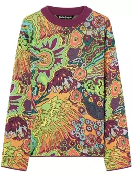 Palm Angels жаккардовый джемпер, зеленый